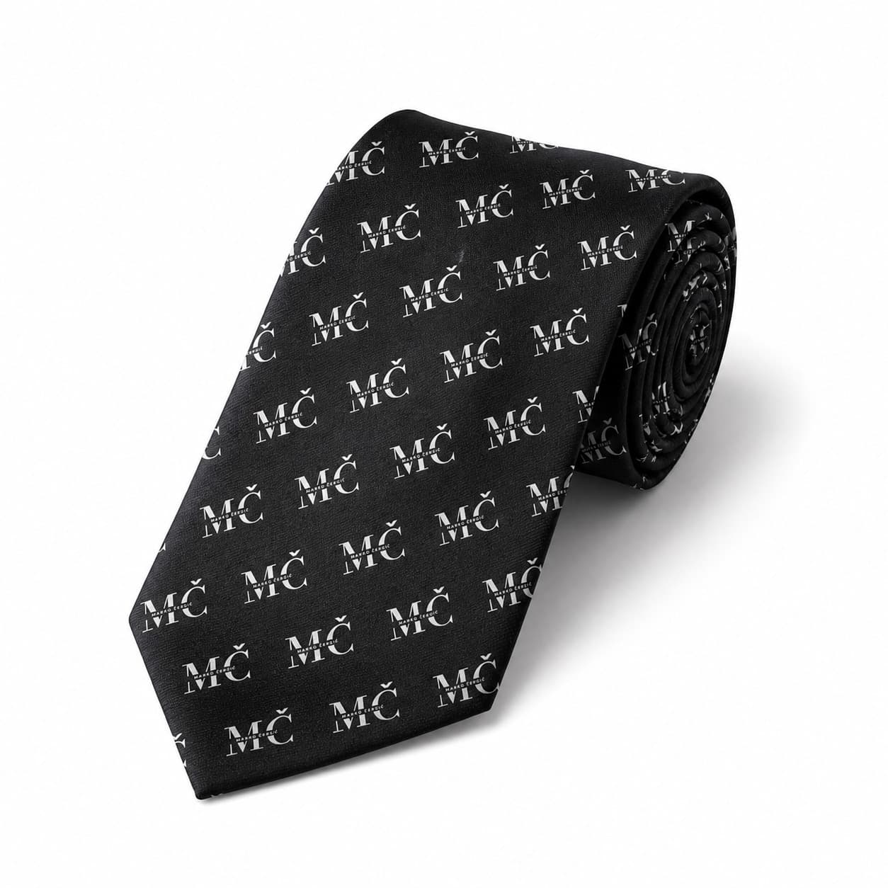 Black MČ monogram tie product front